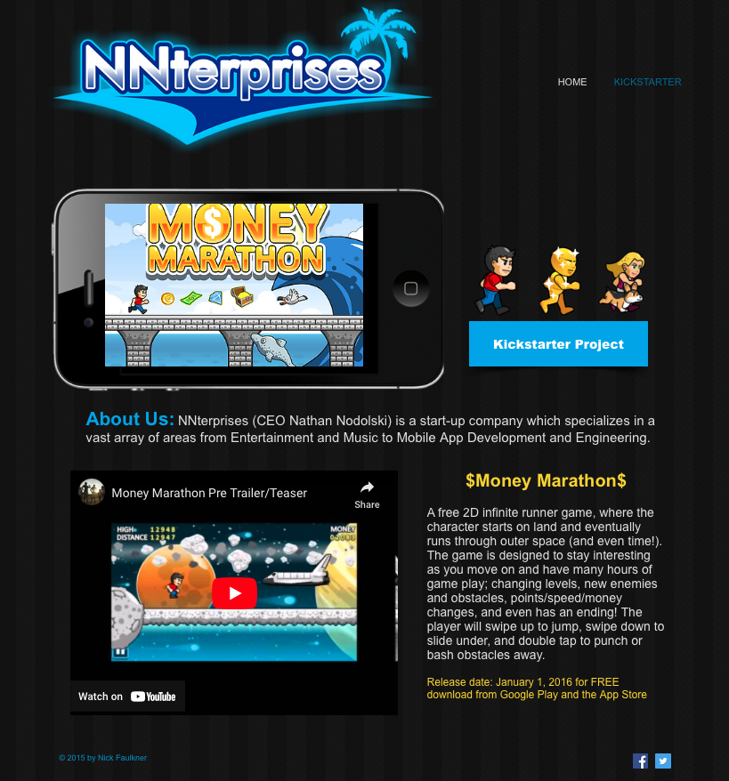 NNterprises Money Marathon Kickstarter Landing Page